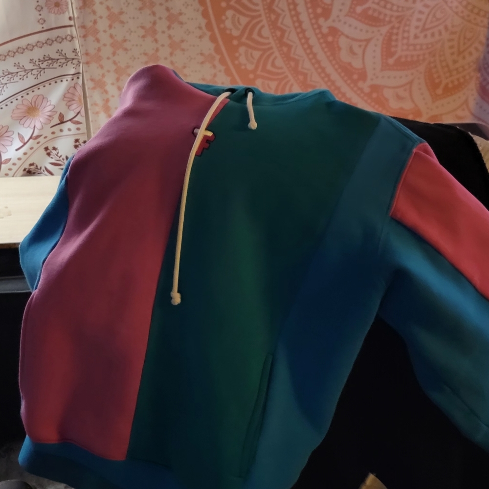 Teddy fresh Love blue/ pink colorblock hoodie LIMITED